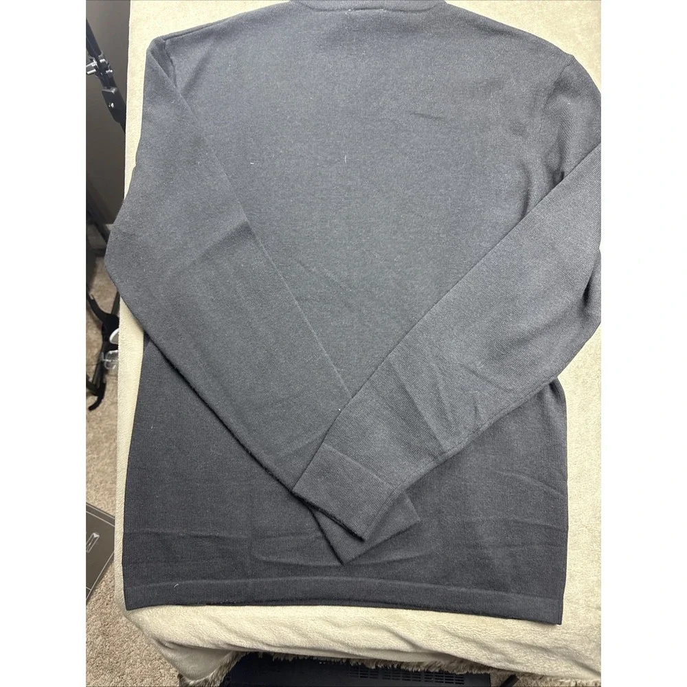 North Face Sweater Men Medium Black Merino Wool V Neck Knit Casual Pullover NICE